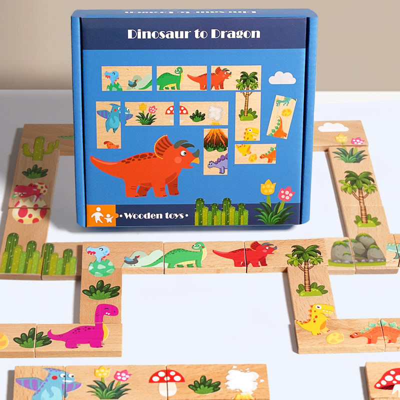 Board Game Monopoli - Domino dinosaure en bois, échecs à