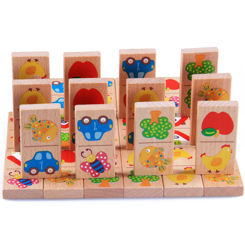 Board Game Monopoli - 28 pièces bébé en bois Domino