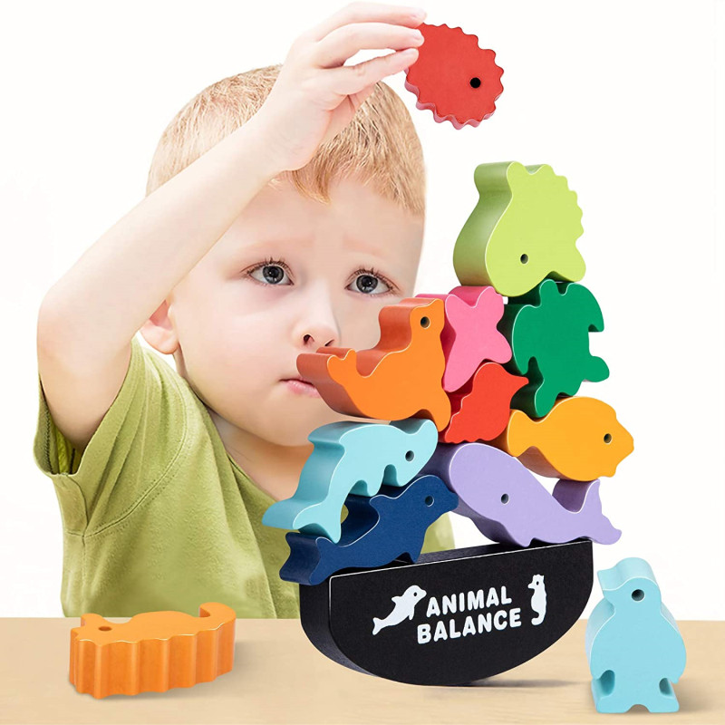 Board Game For 6 Years Old - Nouveaux enfants Montessori blocs d'équilibre animaux
